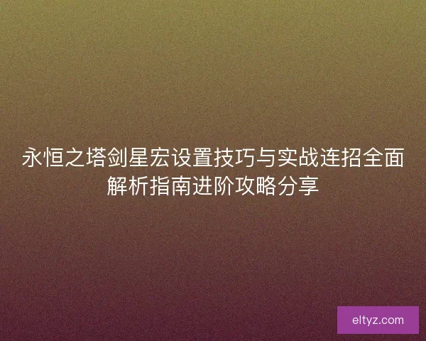 永恒之塔剑星宏设置技巧与实战连招全面解析指南进阶攻略分享