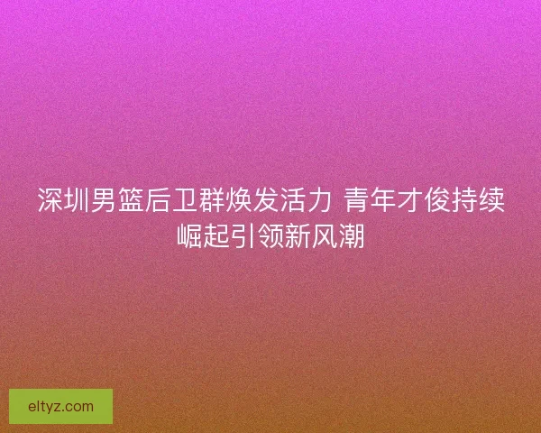 深圳男篮后卫群焕发活力 青年才俊持续崛起引领新风潮